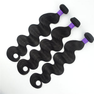 Brazilian Body Wave Human Hair Bundles Remy Hair Weave Weft Extensions Black 1B Color